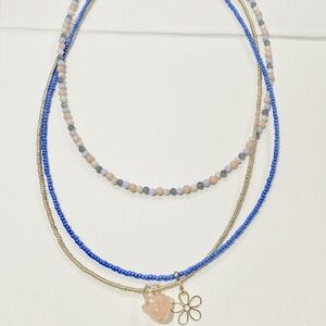 Triple Strand Floral Themed Dainty Necklace